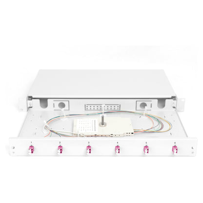 DIGITUS LWL Spleißbox 1HE bestückt 6x LC DX OM4 grau
