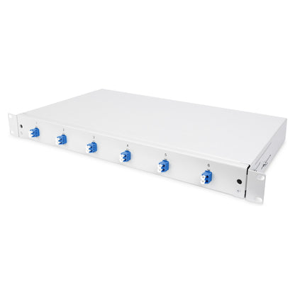 DIGITUS LWL Spleißbox 1HE bestückt 6x LC DX OS2 grau