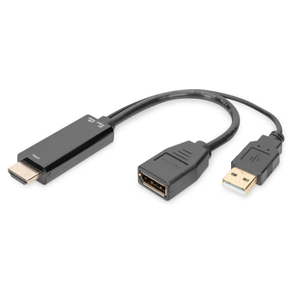 DIGITUS 4K HDMI Adapter - HDMI auf DisplayPort 0,2m schwarz