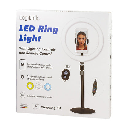 Logilink Smartphone-Ringlicht-Stativ m. Fernauslöser.DM 25cm