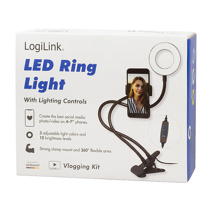 Logilink Smartphone-Ringlicht-Klemmhalterung. DM 8.5cm