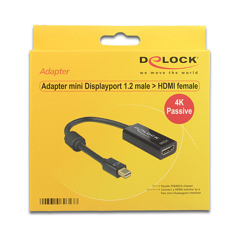 DELOCK Adapterkabel mini DisplayPort 1.2 Stecker > HDMI Buchse schwarz 4K Passiv
