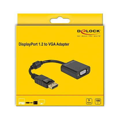 DELOCK Adapter DisplayPort 1.2 Stecker zu VGA Buchse Passiv schwarz