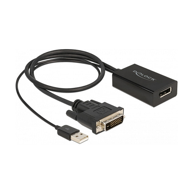 DELOCK Adapter DVI Stecker zu DisplayPort 1.2 Buchse schwarz 4K mit HDR Funktion 50cm