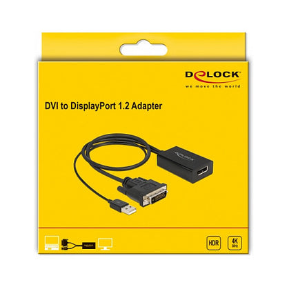 DELOCK Adapter DVI Stecker zu DisplayPort 1.2 Buchse schwarz 4K mit HDR Funktion 50cm