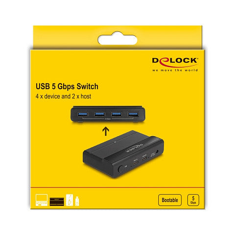 DELOCK USB 5 Gbps Switch 4 x Gert und 2 x Host