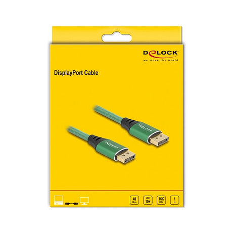 DELOCK DisplayPort Kabel 16K 60 Hz 1m grun Metall