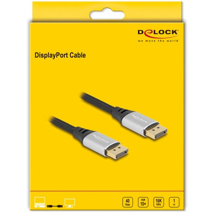 DELOCK DisplayPort Kabel 16K 60 Hz 1m silber Metall