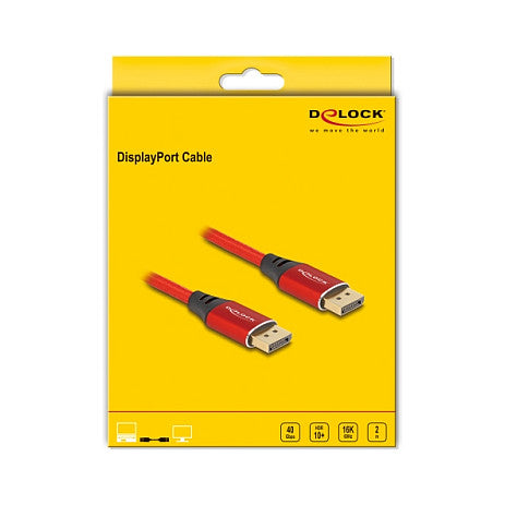 DELOCK DisplayPort Kabel 16K 60 Hz 2m rot Metall