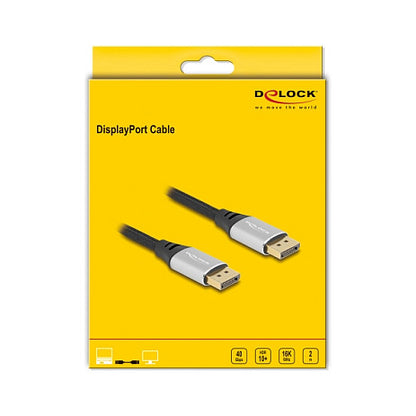 DELOCK DisplayPort Kabel 16K 60 Hz 2m silber Metall