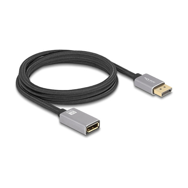 DELOCK DisplayPort Verlngerungskabel 8K 60 Hz 2 m grau Metall ohne Einrastfunktion