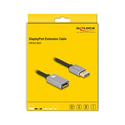 DELOCK DisplayPort Verlngerungskabel 8K 60 Hz 2 m grau Metall ohne Einrastfunktion