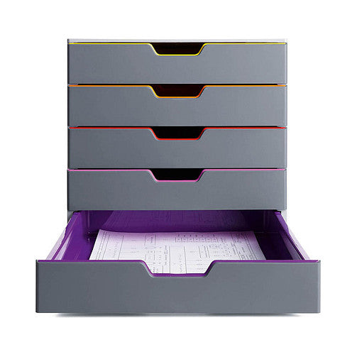 Schubladenbox VARICOLOR 5 Fächer Etiketten mehrfbg