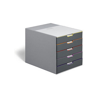Schubladenbox VARICOLOR 5 Fächer Etiketten mehrfbg