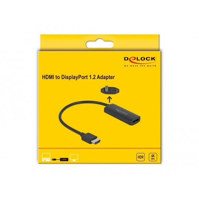 DELOCK Adapter HDMI-A Stecker zu DisplayPort Buchse 4K 60Hz