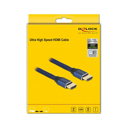 DELOCK Ultra High Speed HDMI Kabel 48 Gbps 8K 60Hz blau 2m zertifiziert