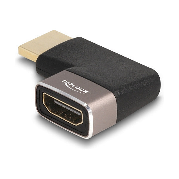 DELOCK HDMI Adapter Stecker zu Buchse 90 rechts gewinkelt 8K 60 Hz grau Metall