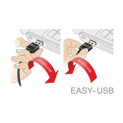 DELOCK Kabel EASY-USB 2.0 Typ-A Stecker gewinkelt links / rechts > USB 2.0 Typ Micro-B Stecker 0.5 m
