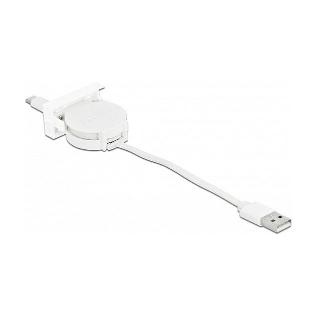 DELOCK Easy 45 Modul USB 2.0 Ausrollkabel USB Typ-A zu USB Type-C weiss