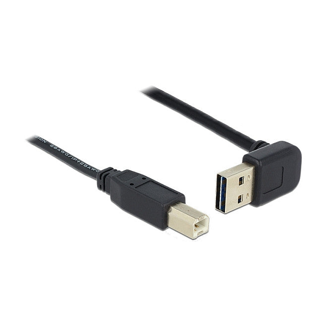 DELOCK Kabel EASY-USB 2.0 Typ-A Stecker gewinkelt oben / unten > USB 2.0 Typ-B Stecker 0.5 m