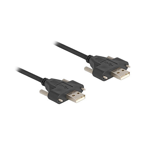 DELOCK USB 2.0 Kabel Typ-A Stecker zu Stecker mit Schraubenabstand 30mm 1m schwarz