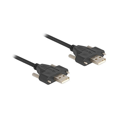 DELOCK USB 2.0 Kabel Typ-A Stecker zu Stecker mit Schraubenabstand 30mm 1m schwarz