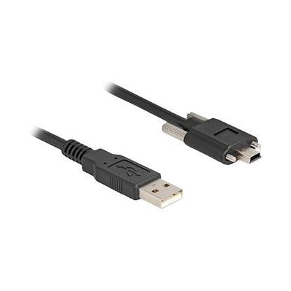 DELOCK USB 2.0 Kabel Typ-A Stecker zu Typ Mini-B Stecker mit Schraubenabstand 13mm 1m schwarz