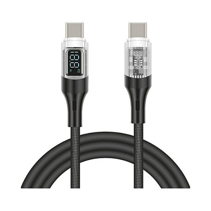 DELOCK USB 2.0 Daten- und Schnellladekabel USB Type-C Stecker zu Stecker PD 3.0 100 W mit Leistungsanzeige transparent 2m