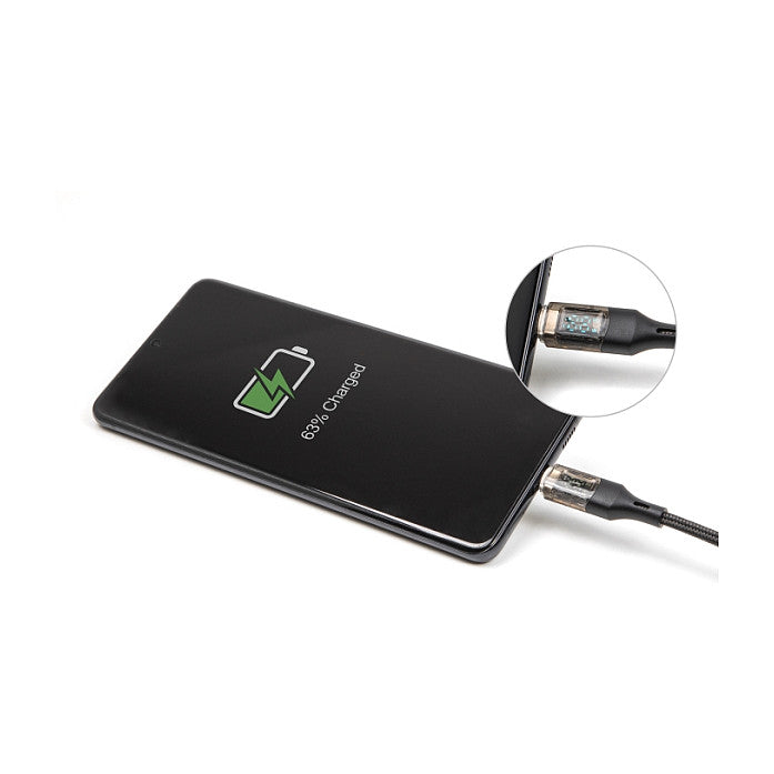 DELOCK USB 2.0 Daten- und Schnellladekabel USB Type-C Stecker zu Stecker PD 3.0 100 W mit Leistungsanzeige transparent 2m