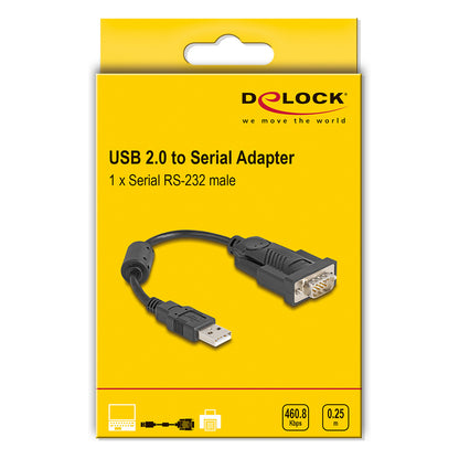 DELOCK Adapter USB 2.0 A > 1x Seriell DB9 RS-232 St/St 0.25m