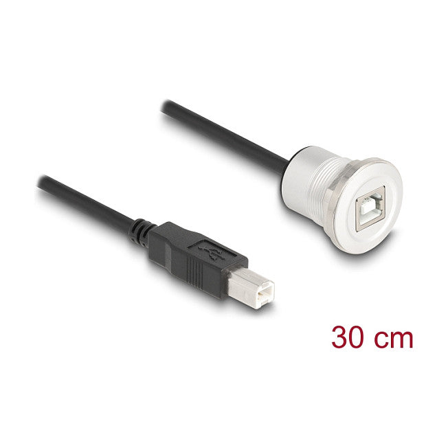 DELOCK USB2.0 Typ-B Einbaubuchse mit Kabelp. St. Alu.30cm