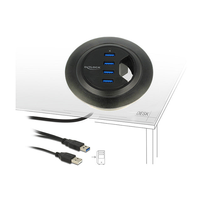 DELOCK Tisch-Hub 4 Port USB 3.0