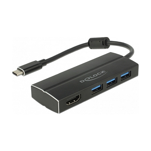 DELOCK USB 3.1 Gen 1 Adapter USB Type-C zu 3 x USB 3.0 Typ-A Hub + 1 x HDMI DP Alt Mode 4K 30 Hz