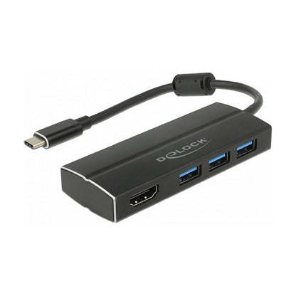 DELOCK USB 3.1 Gen 1 Adapter USB Type-C zu 3 x USB 3.0 Typ-A Hub + 1 x HDMI DP Alt Mode 4K 30 Hz