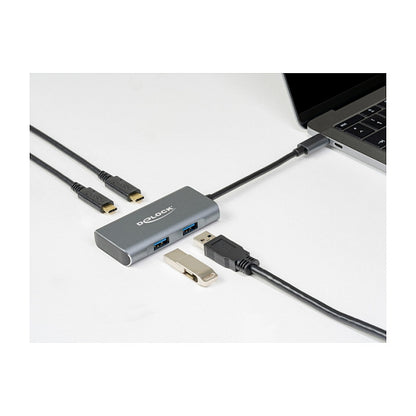 DELOCK Externer USB 3.2 Gen 2 USB Type-C Hub mit 2 x USB Typ-A und 2 x USB Type-C
