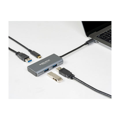 DELOCK Externer USB 3.2 Gen 2 USB Type-C Hub mit 3 x USB Typ-A und 1 x USB Type-C