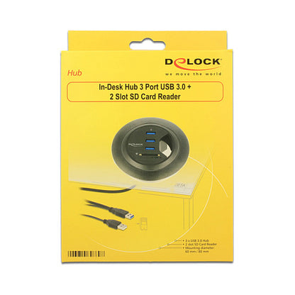 DELOCK Tisch-Hub 3 Port USB 3.0 + 2 Slot SD Card Reader