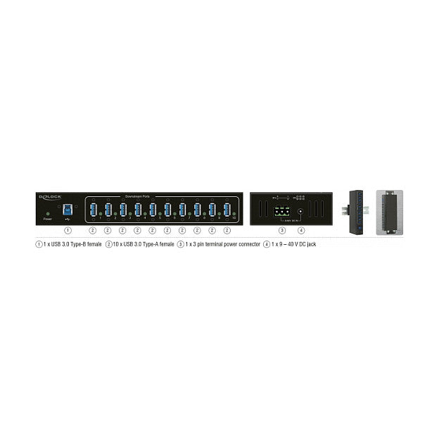 Externer Industrie Hub 10 x USB 5 Gbps Typ-A mit 20 kV ESD Schutz
