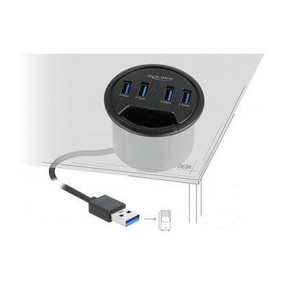 DELOCK 4 Port Tisch-Hub mit 4x SuperSpeed USB Typ-A Port