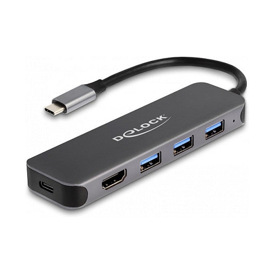DELOCK 3 Port USB Hub und 4K HDMI Ausgang mit USB Type-C Anschluss und PD 85 Watt