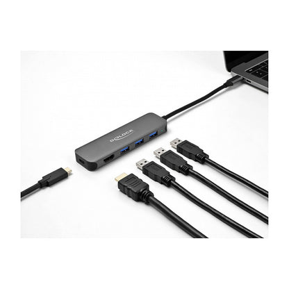 DELOCK 3 Port USB Hub und 4K HDMI Ausgang mit USB Type-C Anschluss und PD 85 Watt