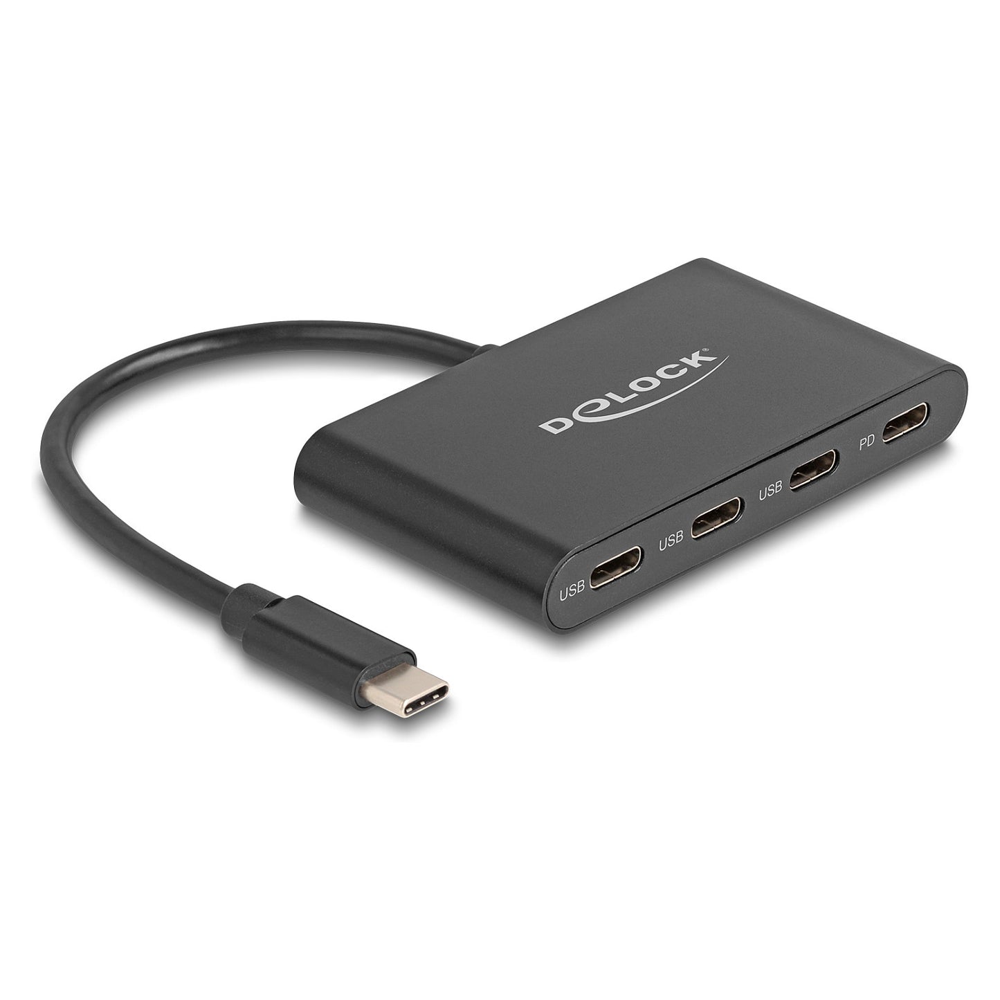 DELOCK USB 3.2 Gen 1 USB Type-C Hub mit 3 x USB Type-C Buchse + 1 x USB Type-C PD 100 Watt