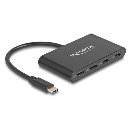 DELOCK USB 3.2 Gen 1 USB Type-C Hub mit 3 x USB Type-C Buchse + 1 x USB Type-C PD 100 Watt