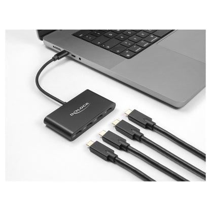 DELOCK USB 3.2 Gen 1 USB Type-C Hub mit 3 x USB Type-C Buchse + 1 x USB Type-C PD 100 Watt