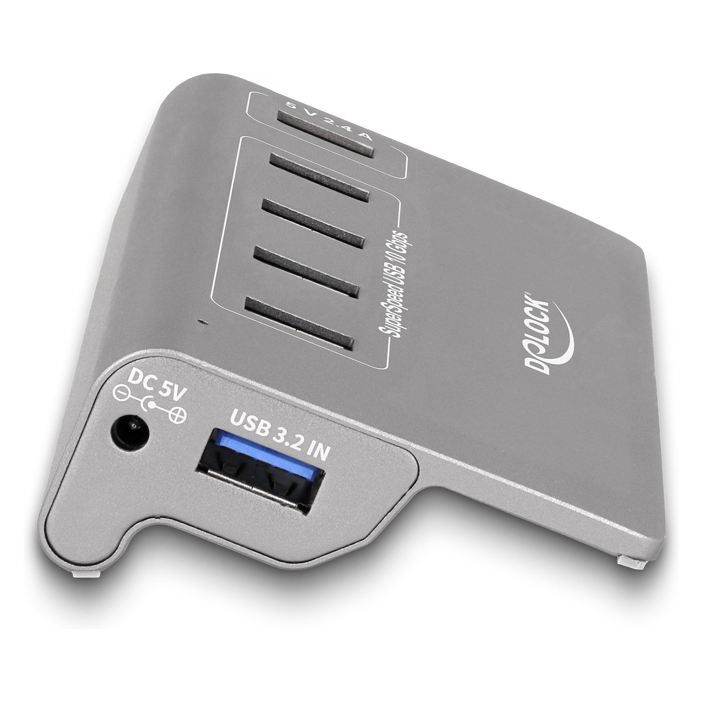 DELOCK USB 10 Gbps Hub mit 4 USB Typ-A Ports + 1 Schnellladeport inkl. Netzteil