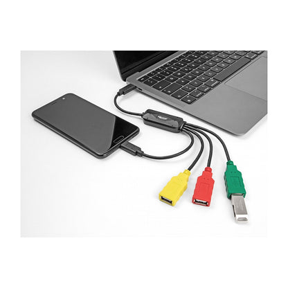 DELOCK 4 Port USB 2.0 Kabel-Hub mit USB Type-C zu 3 x USB-A Buchse + 1 x USB-C Stecker