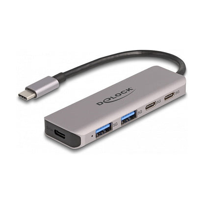 DELOCK USB 5 Gbps 2 Port USB Type-C und 2 Port Typ-A Hub mit USB Type-C Anschluss