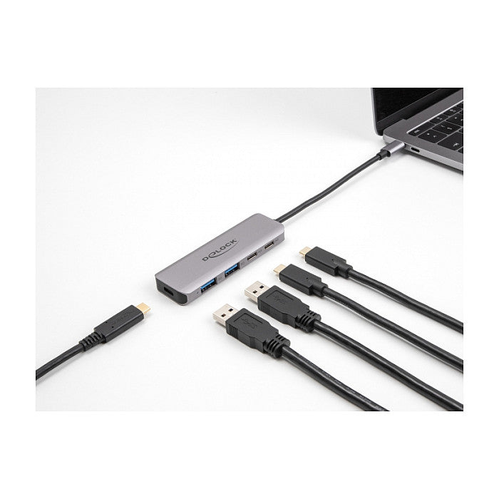 DELOCK USB 5 Gbps 2 Port USB Type-C und 2 Port Typ-A Hub mit USB Type-C Anschluss