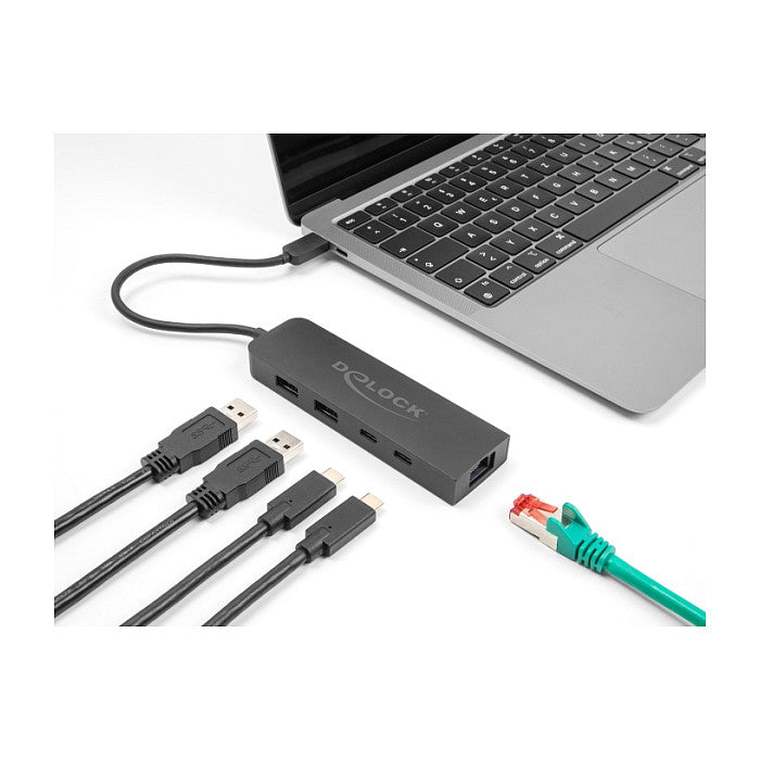DELOCK 10 Gbps USB Hub mit 2.5 Gigabit LAN Port und PD 85 W