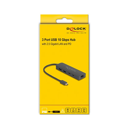 DELOCK 10 Gbps USB Hub mit 2.5 Gigabit LAN Port und PD 85 W